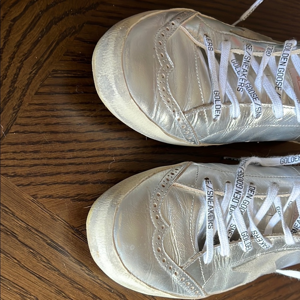 Golden Goose Metallic Silver High-Top Sneakers - Picture 2 of 8